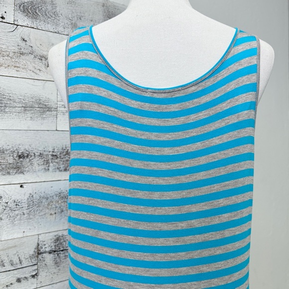 Calvin Klein Grey Blue Striped Tank Maxi Dress Size 12 Sleeveless A-Line Beach - Picture 9 of 16